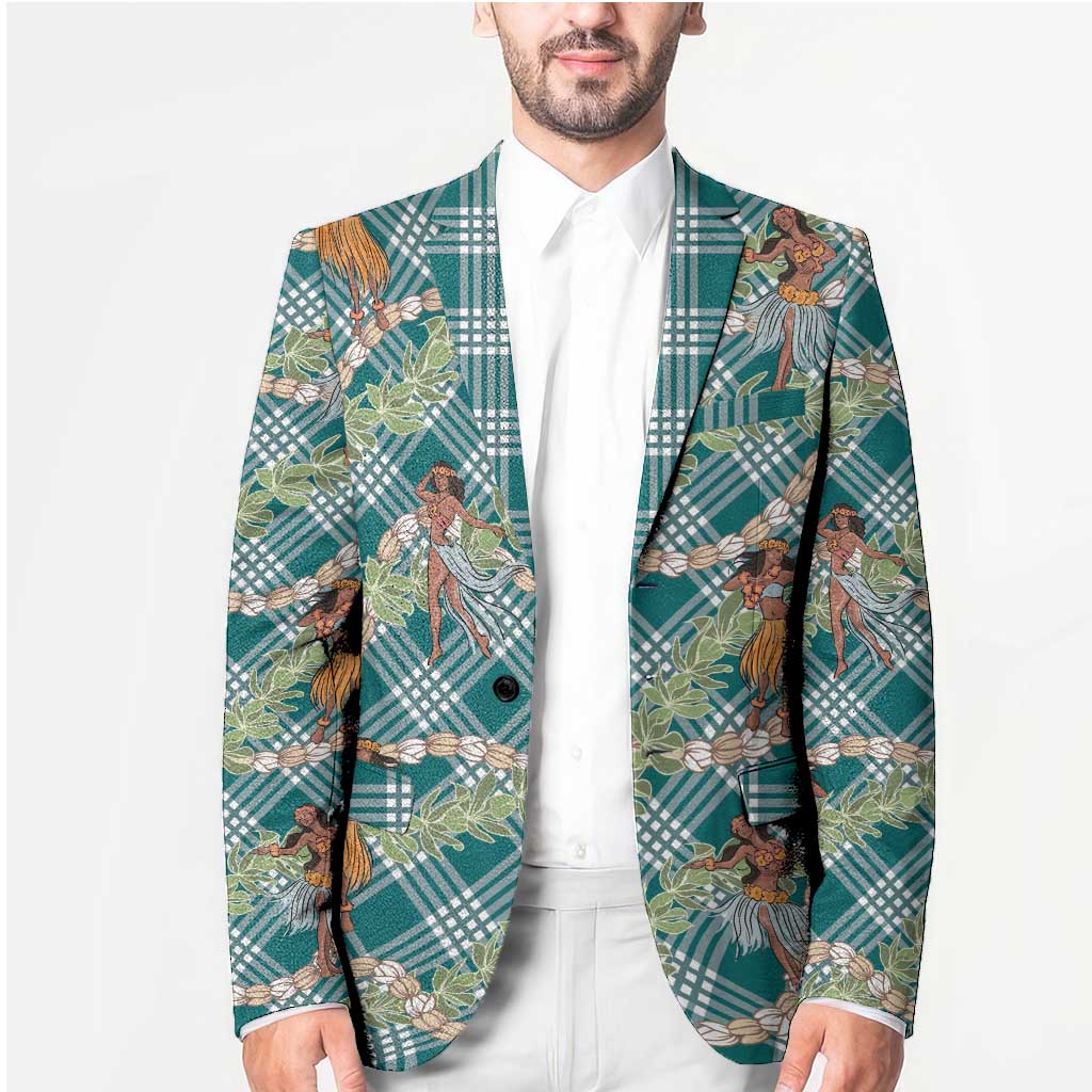 Teal Palaka Hula Girls Seamless Hawaii Aloha Blazer - Polynesian Pride