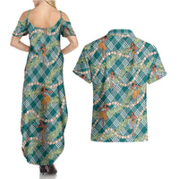 Teal Palaka Hula Girls Seamless Hawaii Aloha Couples Matching Summer Maxi Dress and Hawaiian Shirt LT7 - Polynesian Pride