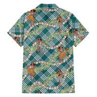 Teal Palaka Hula Girls Seamless Hawaii Aloha Family Matching Mermaid Dress and Hawaiian Shirt LT7 - Polynesian Pride