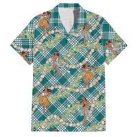 Teal Palaka Hula Girls Seamless Hawaii Aloha Family Matching Summer Maxi Dress and Hawaiian Shirt LT7 Dad's Shirt - Short Sleeve Teal - Polynesian Pride