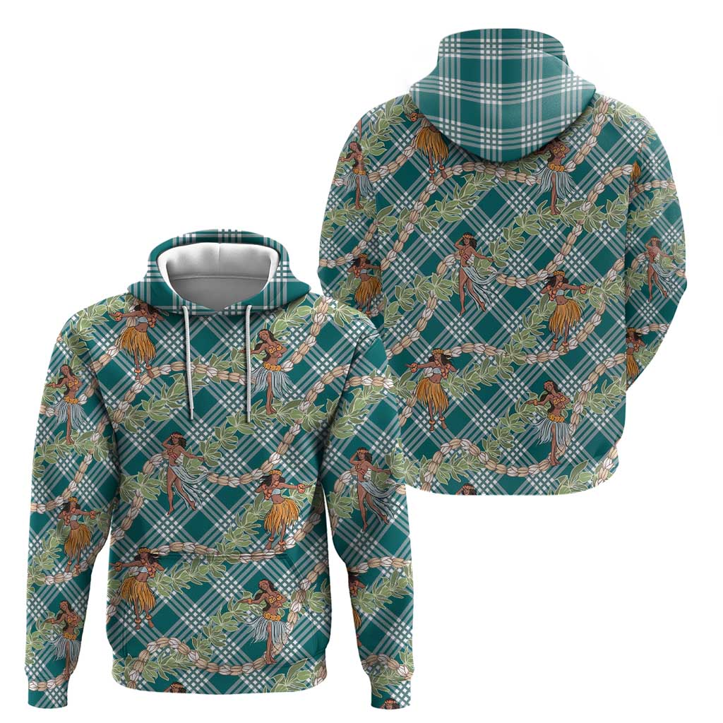 Teal Palaka Hula Girls Seamless Hawaii Aloha Hoodie - Polynesian Pride