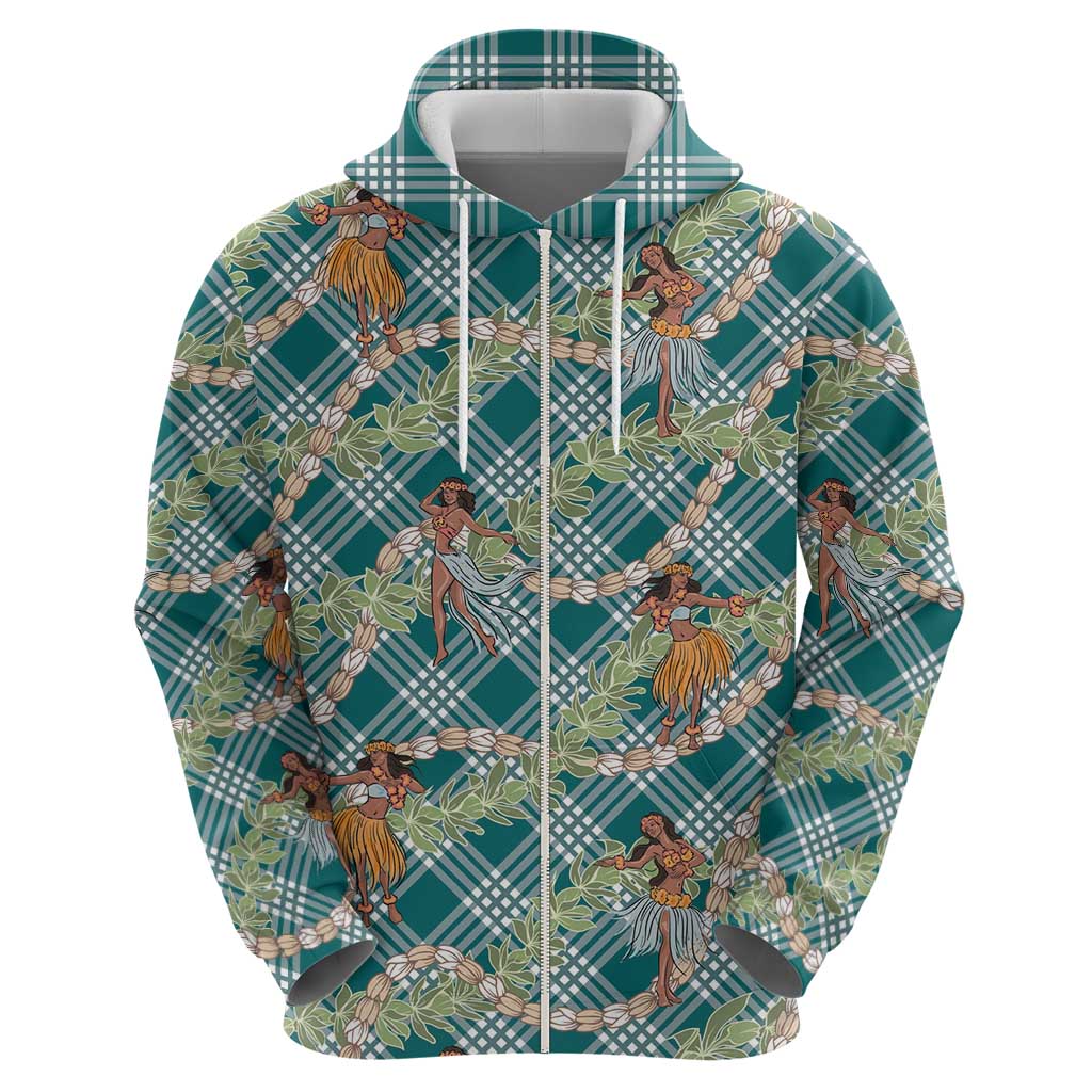 Teal Palaka Hula Girls Seamless Hawaii Aloha Hoodie - Polynesian Pride