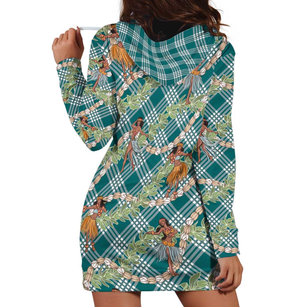 Teal Palaka Hula Girls Seamless Hawaii Aloha Hoodie Dress LT7 - Polynesian Pride