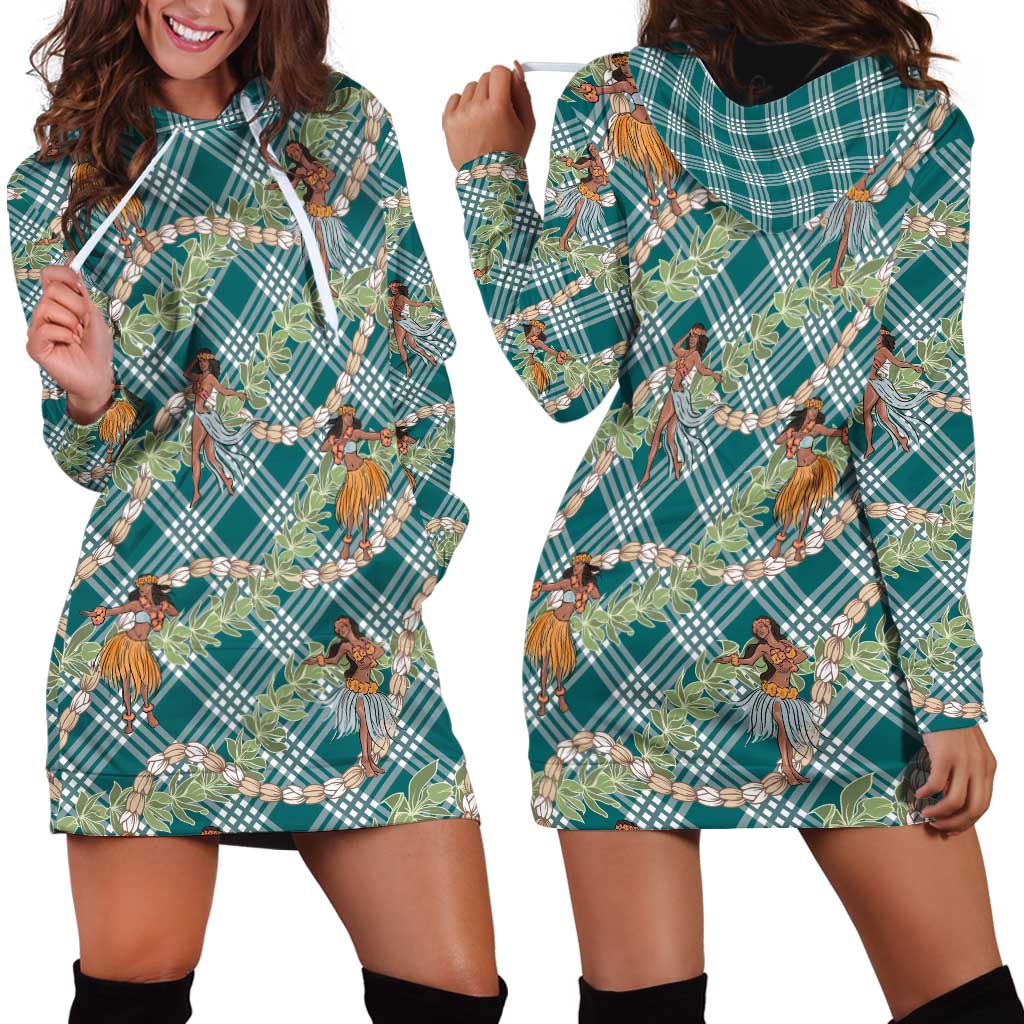 Teal Palaka Hula Girls Seamless Hawaii Aloha Hoodie Dress LT7 - Polynesian Pride