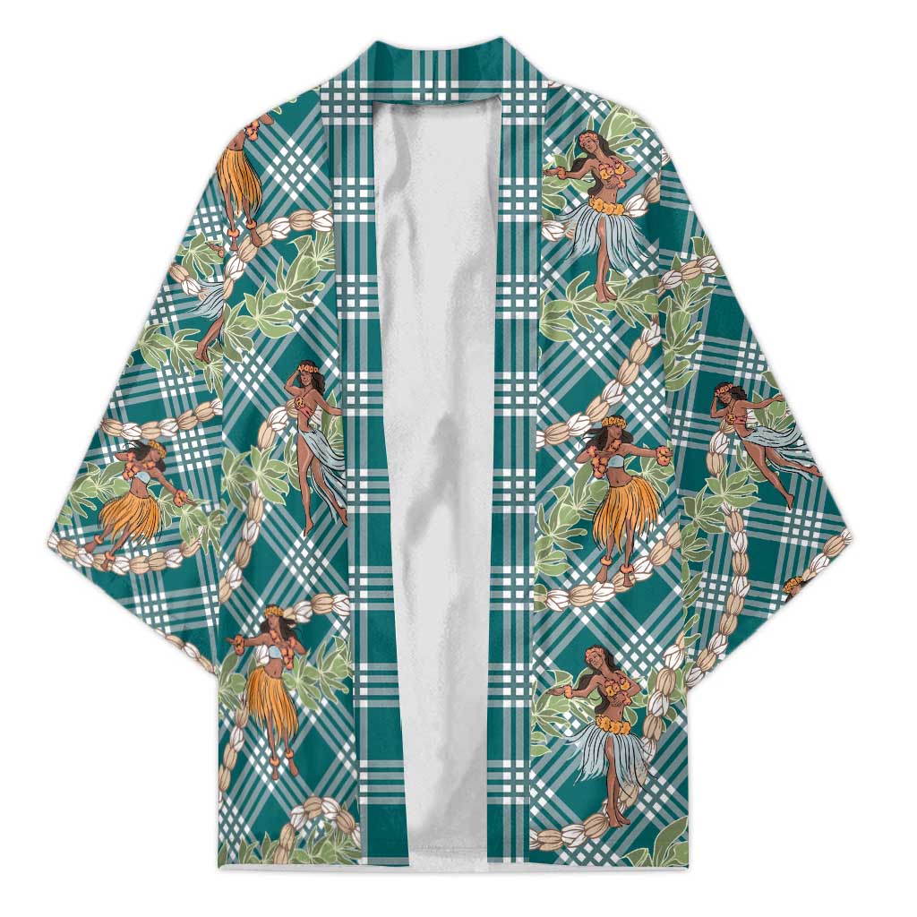 Teal Palaka Hula Girls Seamless Hawaii Aloha Kimono LT7 Unisex Teal - Polynesian Pride