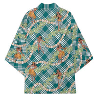 Teal Palaka Hula Girls Seamless Hawaii Aloha Kimono LT7 - Polynesian Pride