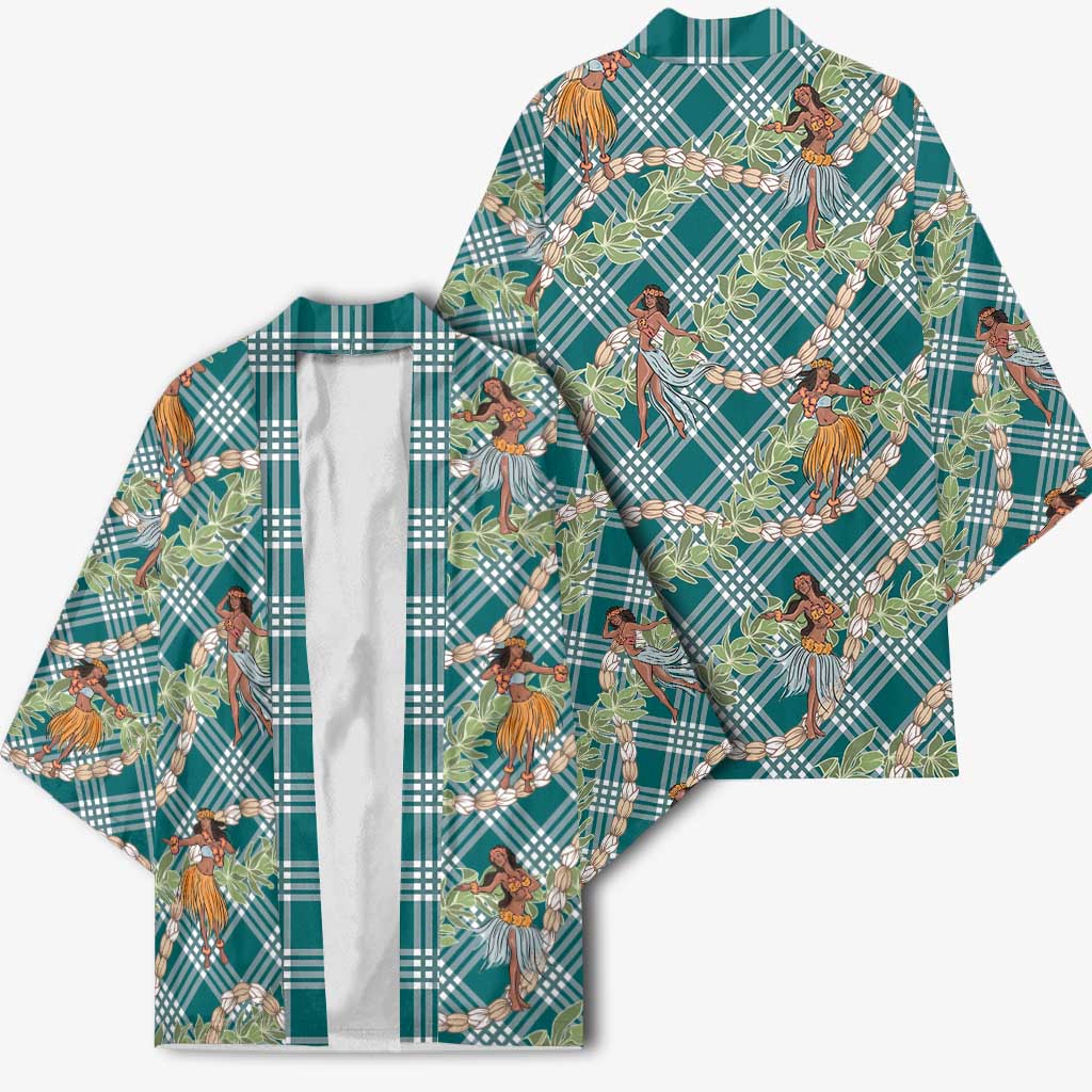 Teal Palaka Hula Girls Seamless Hawaii Aloha Kimono LT7 - Polynesian Pride