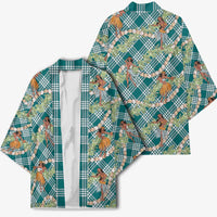 Teal Palaka Hula Girls Seamless Hawaii Aloha Kimono LT7 - Polynesian Pride