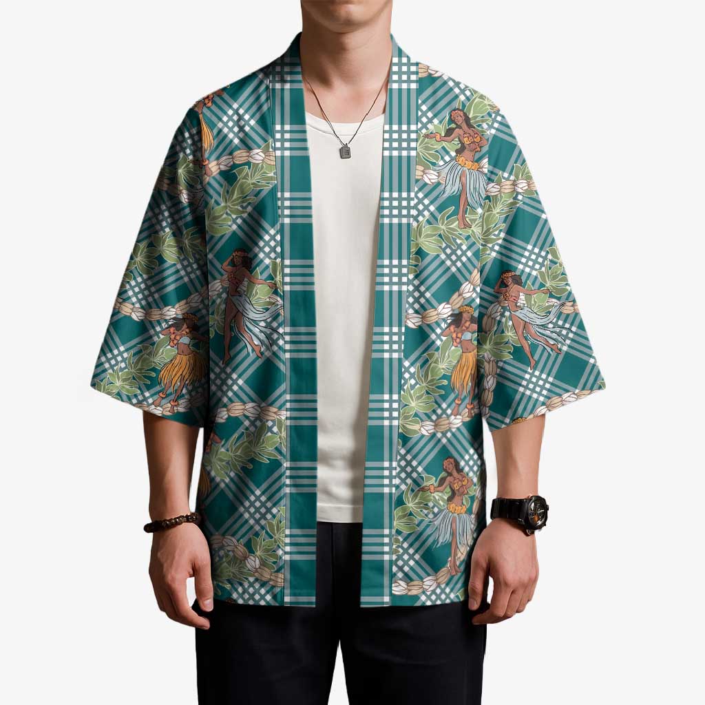 Teal Palaka Hula Girls Seamless Hawaii Aloha Kimono LT7 - Polynesian Pride