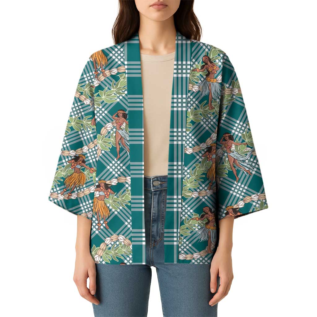 Teal Palaka Hula Girls Seamless Hawaii Aloha Kimono LT7 - Polynesian Pride