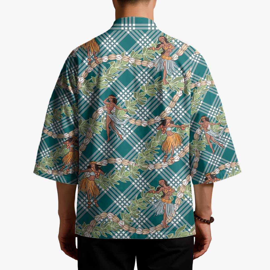 Teal Palaka Hula Girls Seamless Hawaii Aloha Kimono LT7 - Polynesian Pride