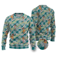 Teal Palaka Hula Girls Seamless Hawaii Aloha Ugly Christmas Sweater - Polynesian Pride