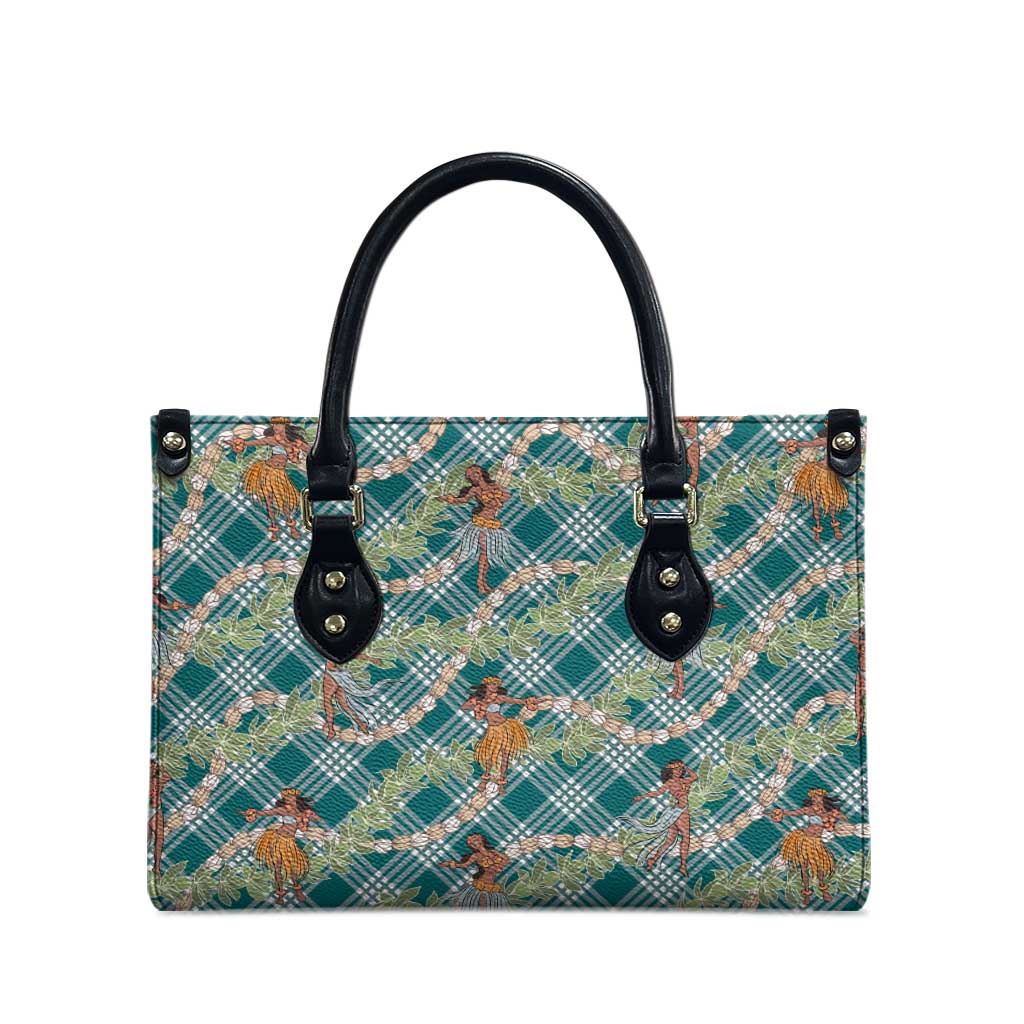 Teal Palaka Hula Girls Seamless Hawaii Aloha Leather Bag LT7 - Polynesian Pride