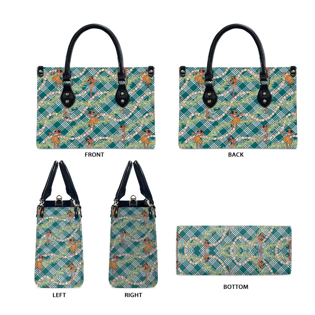 Teal Palaka Hula Girls Seamless Hawaii Aloha Leather Bag LT7 - Polynesian Pride