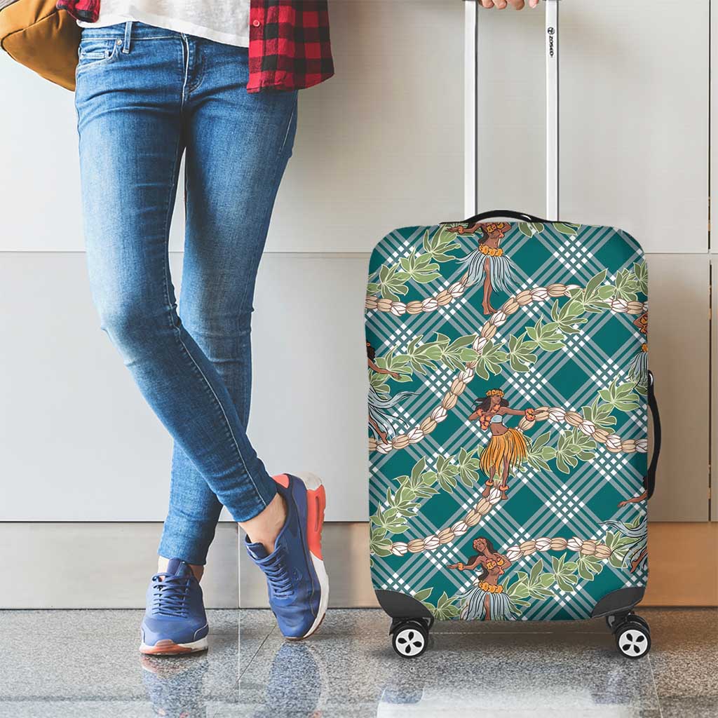 Teal Palaka Hula Girls Seamless Hawaii Aloha Luggage Cover - Polynesian Pride