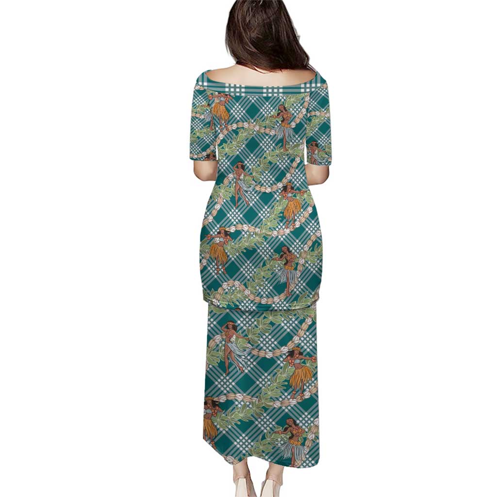 Teal Palaka Hula Girls Seamless Hawaii Aloha Puletasi - Polynesian Pride