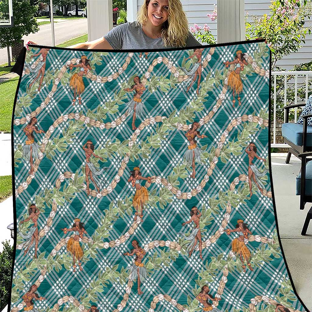 Teal Palaka Hula Girls Seamless Hawaii Aloha Quilt LT7 Teal - Polynesian Pride