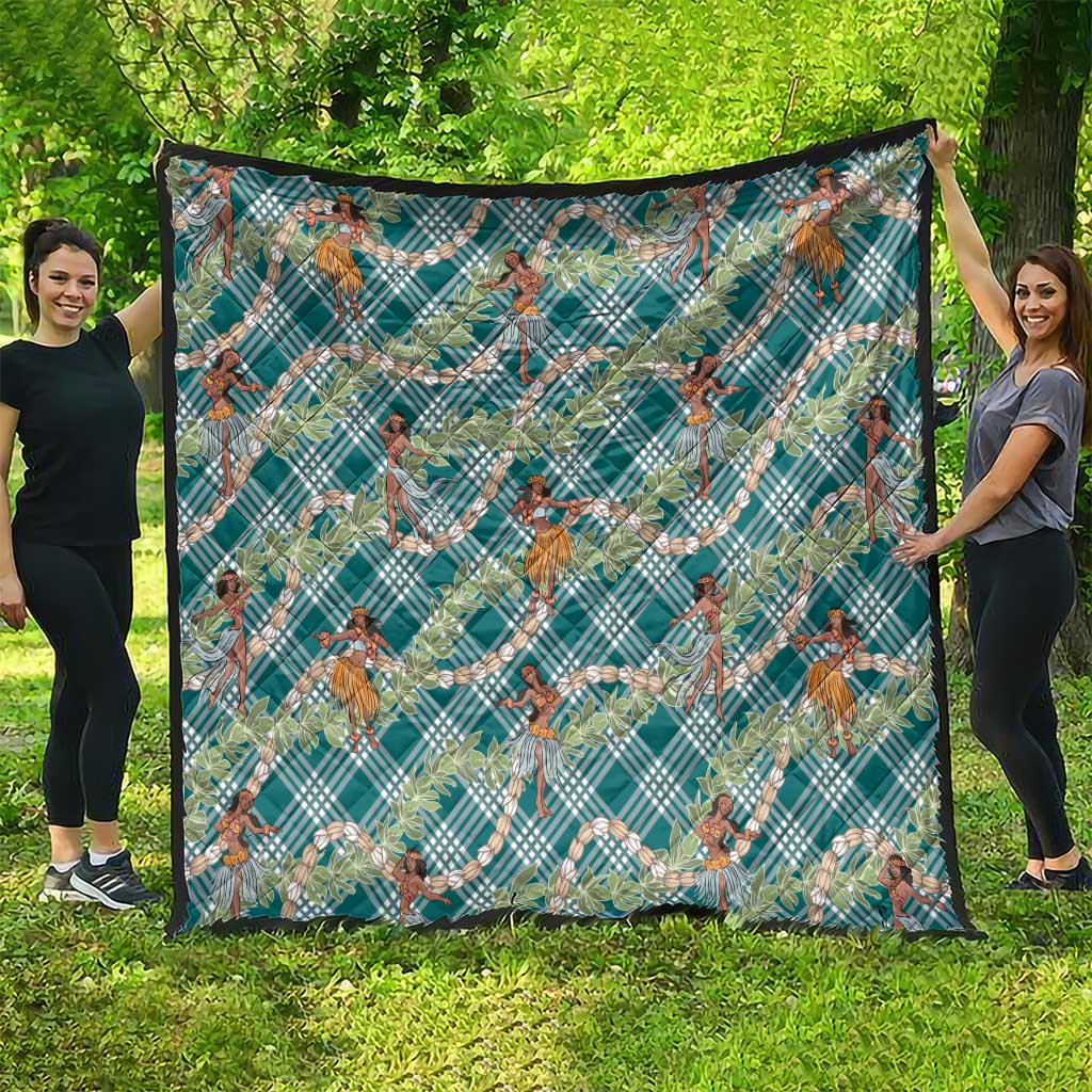Teal Palaka Hula Girls Seamless Hawaii Aloha Quilt LT7 - Polynesian Pride