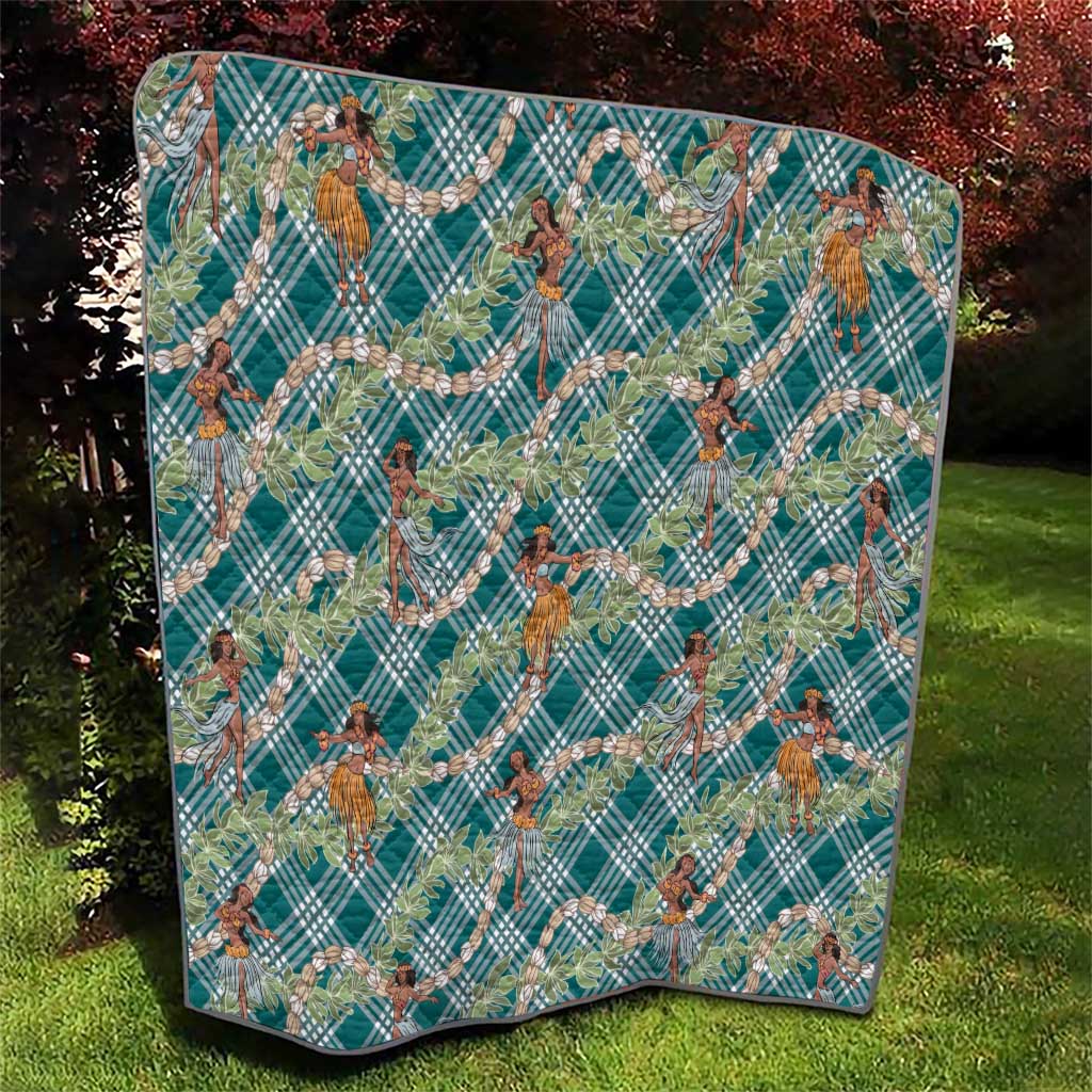 Teal Palaka Hula Girls Seamless Hawaii Aloha Quilt LT7 - Polynesian Pride