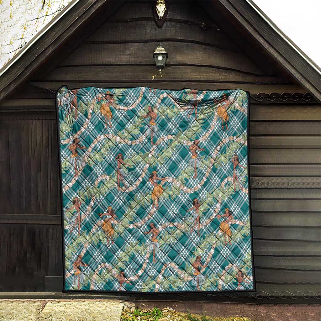 Teal Palaka Hula Girls Seamless Hawaii Aloha Quilt LT7 - Polynesian Pride