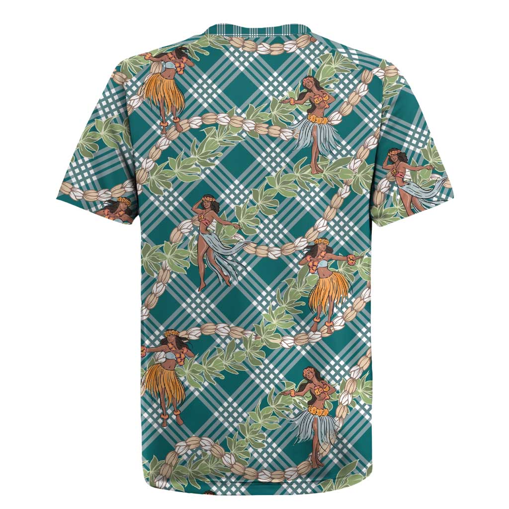 Teal Palaka Hula Girls Seamless Hawaii Aloha Rugby Jersey - Polynesian Pride