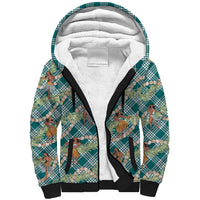 Teal Palaka Hula Girls Seamless Hawaii Aloha Sherpa Hoodie - Polynesian Pride