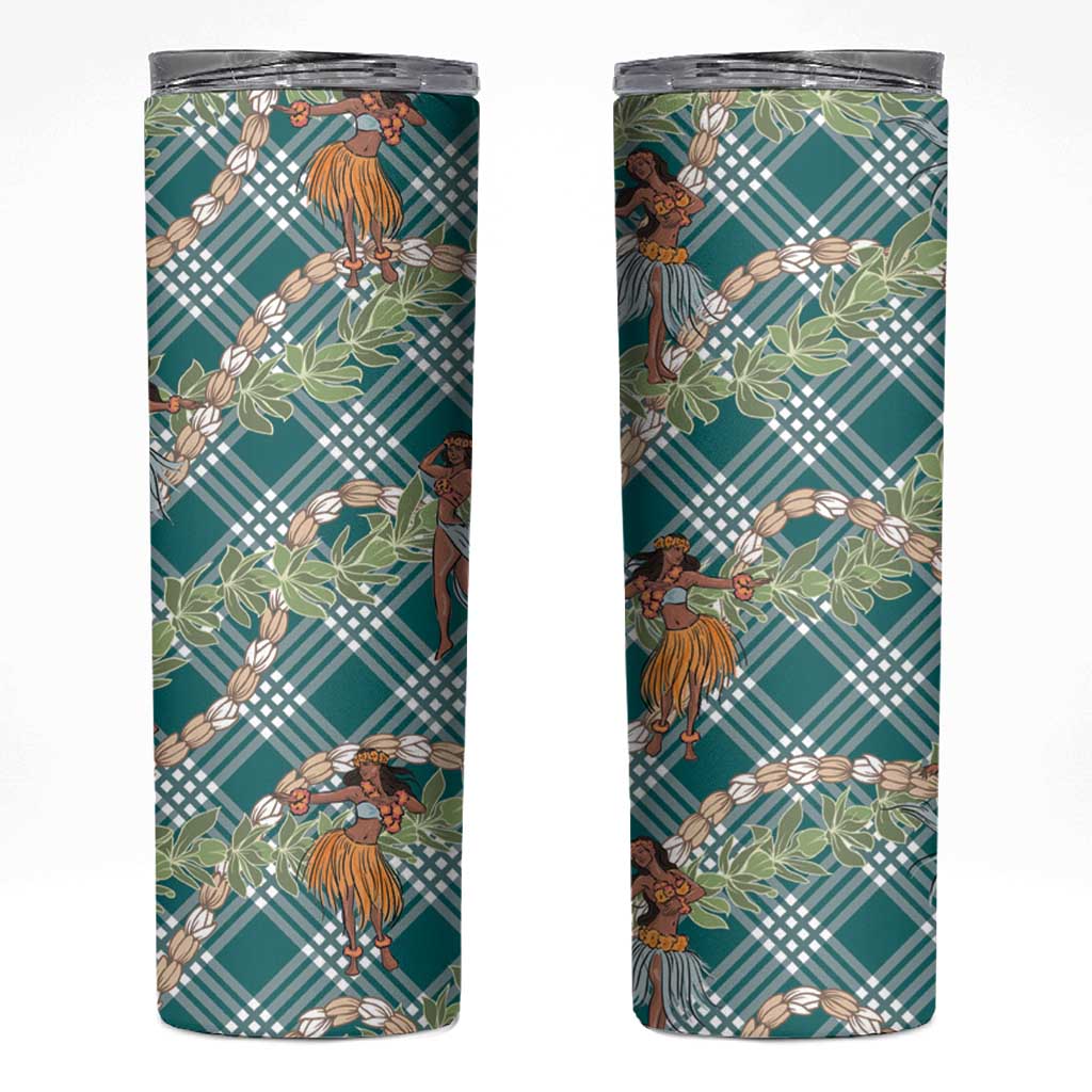 Teal Palaka Hula Girls Seamless Hawaii Aloha Skinny Tumbler LT7 Teal - Polynesian Pride