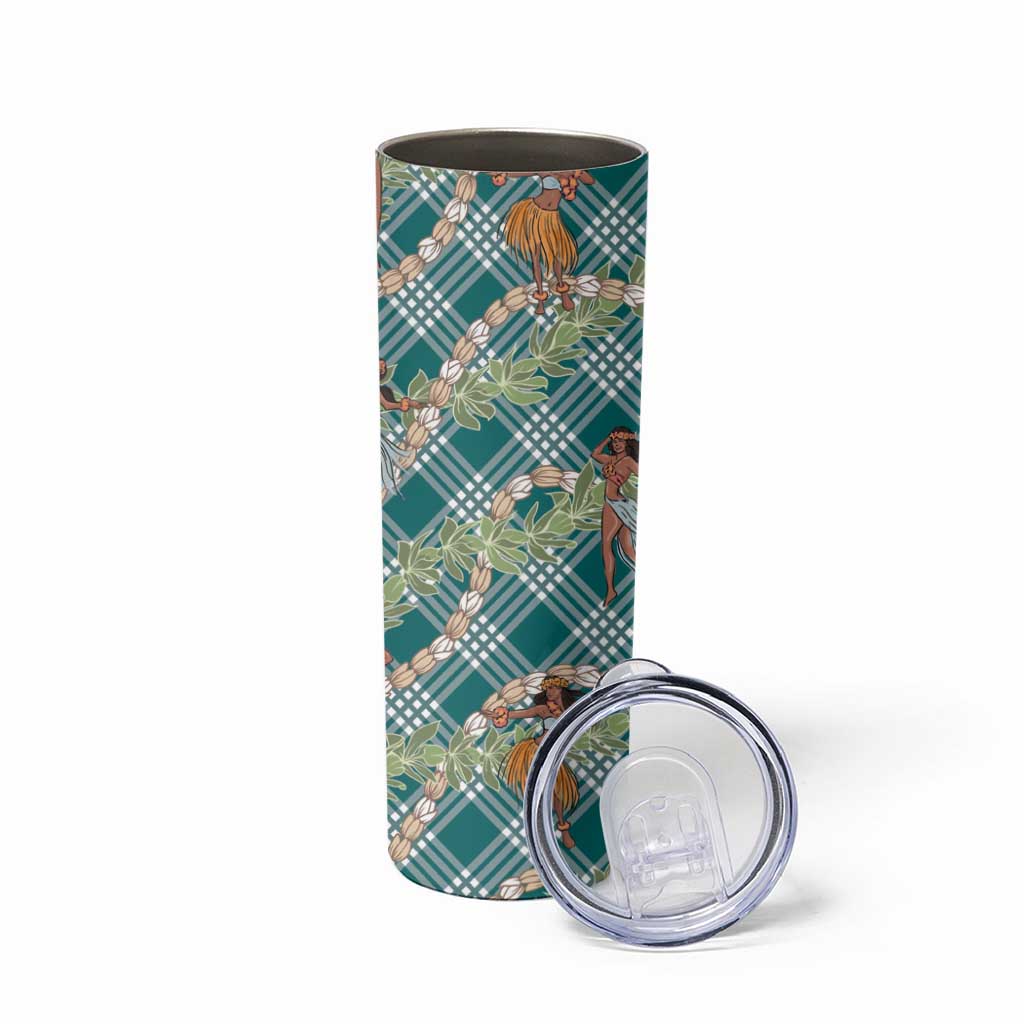 Teal Palaka Hula Girls Seamless Hawaii Aloha Skinny Tumbler LT7 - Polynesian Pride