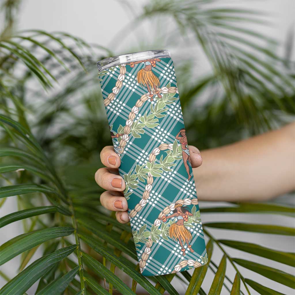 Teal Palaka Hula Girls Seamless Hawaii Aloha Skinny Tumbler LT7 - Polynesian Pride