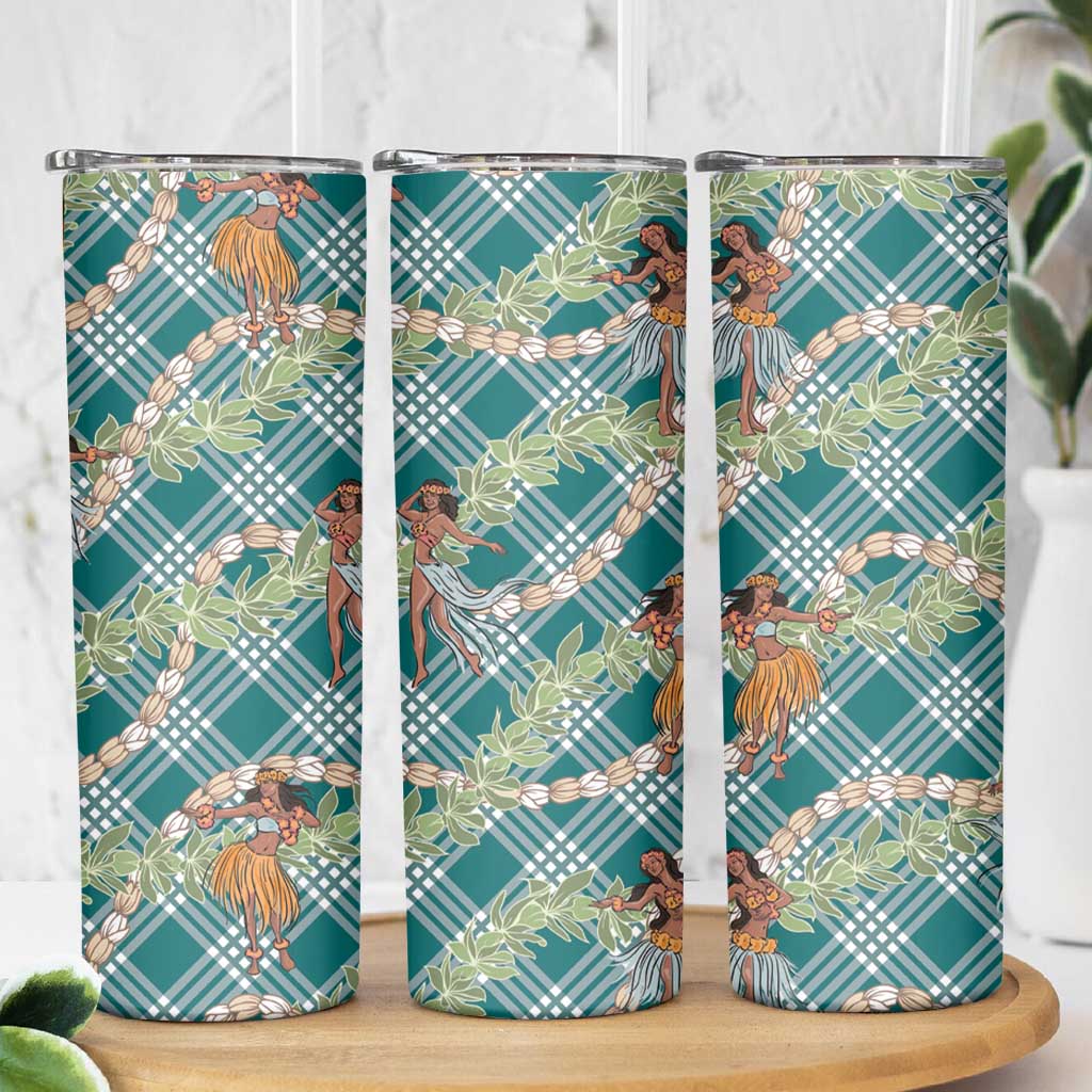 Teal Palaka Hula Girls Seamless Hawaii Aloha Skinny Tumbler LT7 - Polynesian Pride