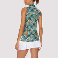Teal Palaka Hula Girls Seamless Hawaii Aloha Women Sleeveless Polo Shirt LT7 - Polynesian Pride