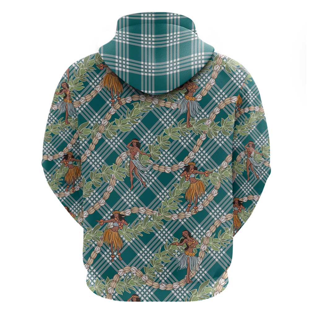 Teal Palaka Hula Girls Seamless Hawaii Aloha Zip Hoodie - Polynesian Pride