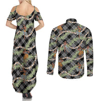 Sable Palaka Hula Girls Seamless Hawaii Aloha Couples Matching Summer Maxi Dress and Long Sleeve Button Shirt LT7 - Polynesian Pride