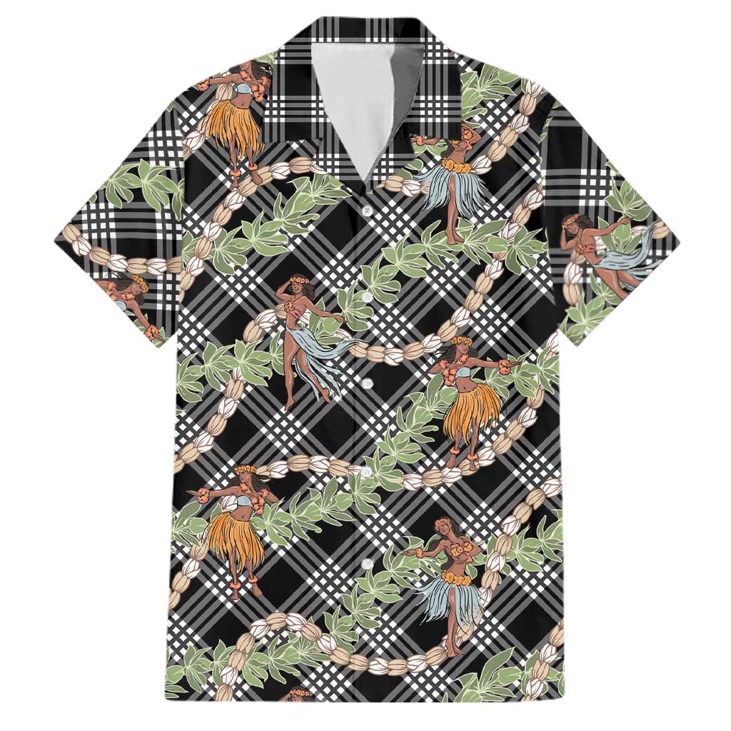Sable Palaka Hula Girls Seamless Hawaii Aloha Family Matching Mermaid Dress and Hawaiian Shirt LT7 Dad's Shirt - Short Sleeve Black - Polynesian Pride