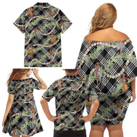 Sable Palaka Hula Girls Seamless Hawaii Aloha Family Matching Off Shoulder Short Dress and Hawaiian Shirt LT7 - Polynesian Pride