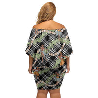 Sable Palaka Hula Girls Seamless Hawaii Aloha Family Matching Off Shoulder Short Dress and Hawaiian Shirt LT7 - Polynesian Pride