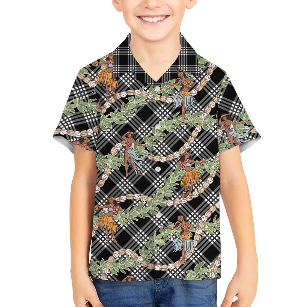 Sable Palaka Hula Girls Seamless Hawaii Aloha Family Matching Off Shoulder Short Dress and Hawaiian Shirt LT7 Son's Shirt Black - Polynesian Pride