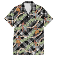 Sable Palaka Hula Girls Seamless Hawaii Aloha Family Matching Short Sleeve Bodycon Dress and Hawaiian Shirt LT7 Dad's Shirt - Short Sleeve Black - Polynesian Pride
