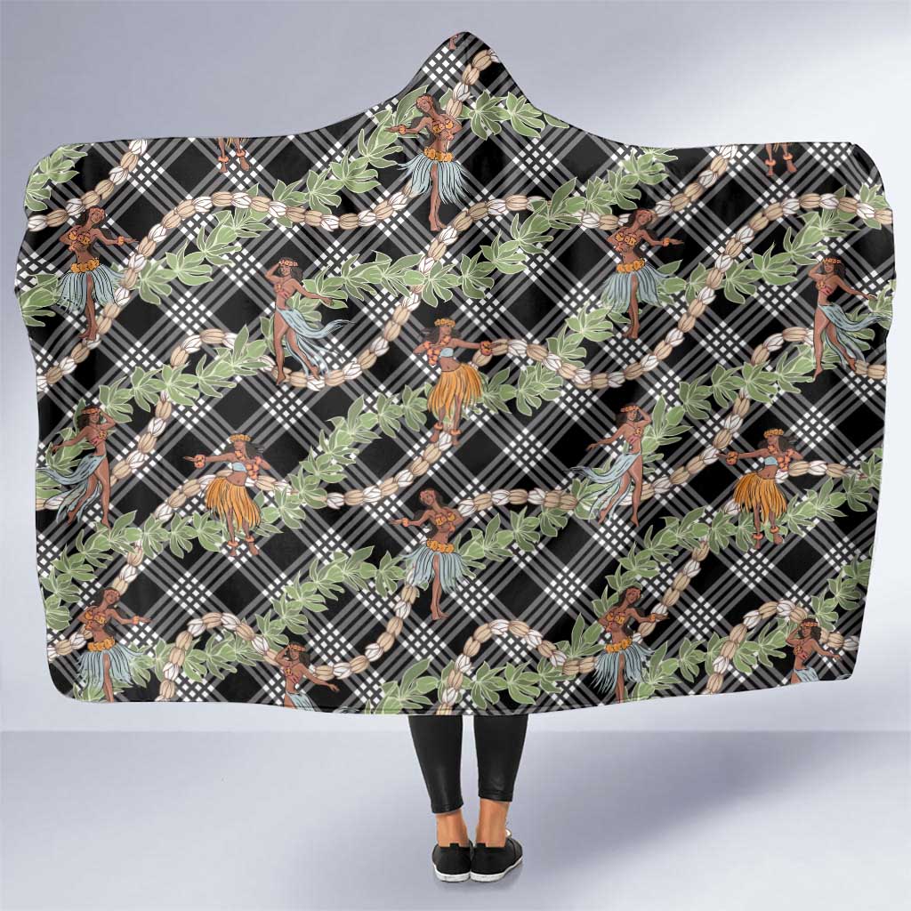Sable Palaka Hula Girls Seamless Hawaii Aloha Hooded Blanket LT7 One Size Black - Polynesian Pride