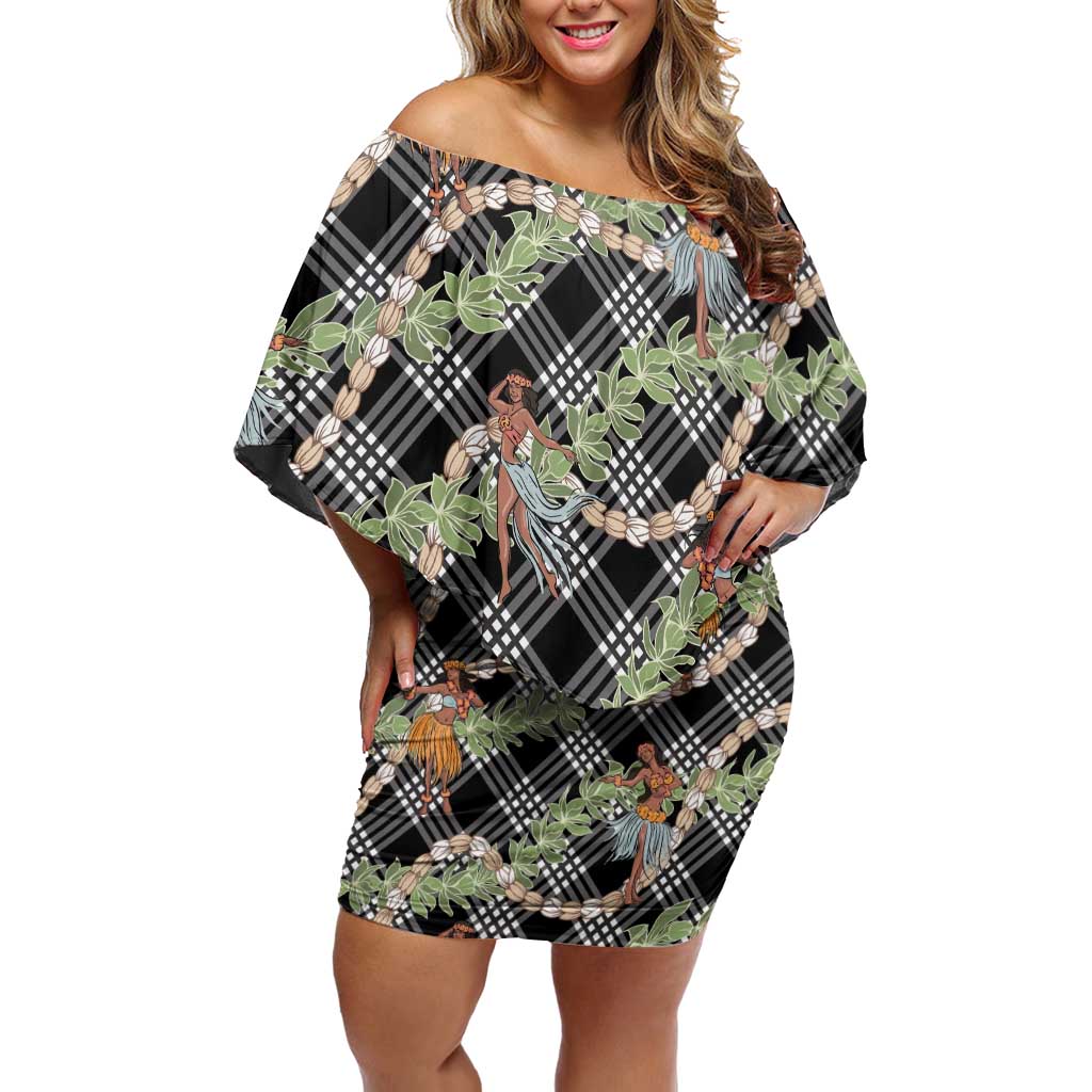 Sable Palaka Hula Girls Seamless Hawaii Aloha Off Shoulder Short Dress - Polynesian Pride