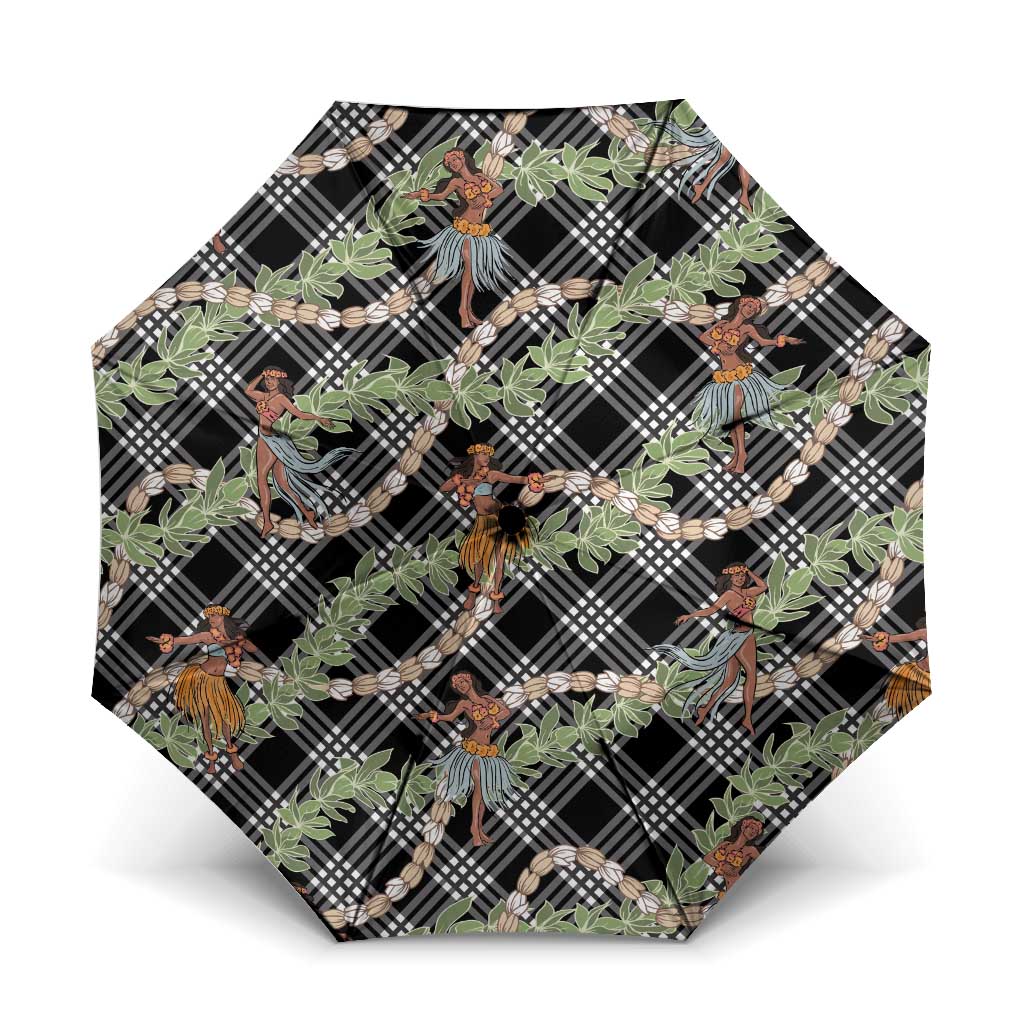 Sable Palaka Hula Girls Seamless Hawaii Aloha Umbrella LT7 One Size Folded 11.42 inch Opened Diameter 37.4 inch Black - Polynesian Pride