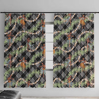 Sable Palaka Hula Girls Seamless Hawaii Aloha Window Curtain LT7 With Hooks Black - Polynesian Pride