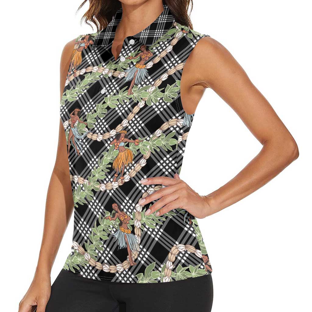 Sable Palaka Hula Girls Seamless Hawaii Aloha Women Sleeveless Polo Shirt LT7 - Polynesian Pride