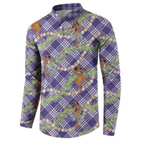 Lavender Palaka Hula Girls Seamless Hawaii Aloha Button Sweatshirt - Polynesian Pride