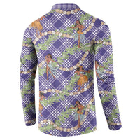 Lavender Palaka Hula Girls Seamless Hawaii Aloha Button Sweatshirt - Polynesian Pride