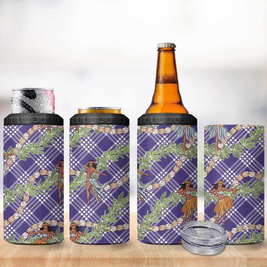 Lavender Palaka Hula Girls Seamless Hawaii Aloha 4 in 1 Can Cooler Tumbler - Polynesian Pride