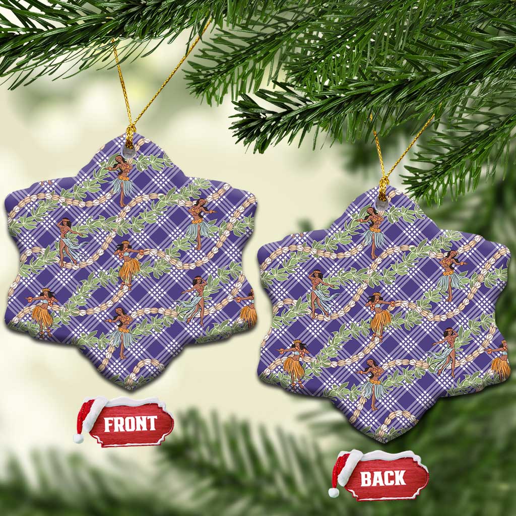 Lavender Palaka Hula Girls Seamless Hawaii Aloha Ceramic Ornament LT7 Snow Flake Lavender - Polynesian Pride
