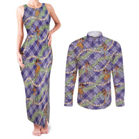 Lavender Palaka Hula Girls Seamless Hawaii Aloha Couples Matching Tank Maxi Dress and Long Sleeve Button Shirt LT7 Lavender - Polynesian Pride
