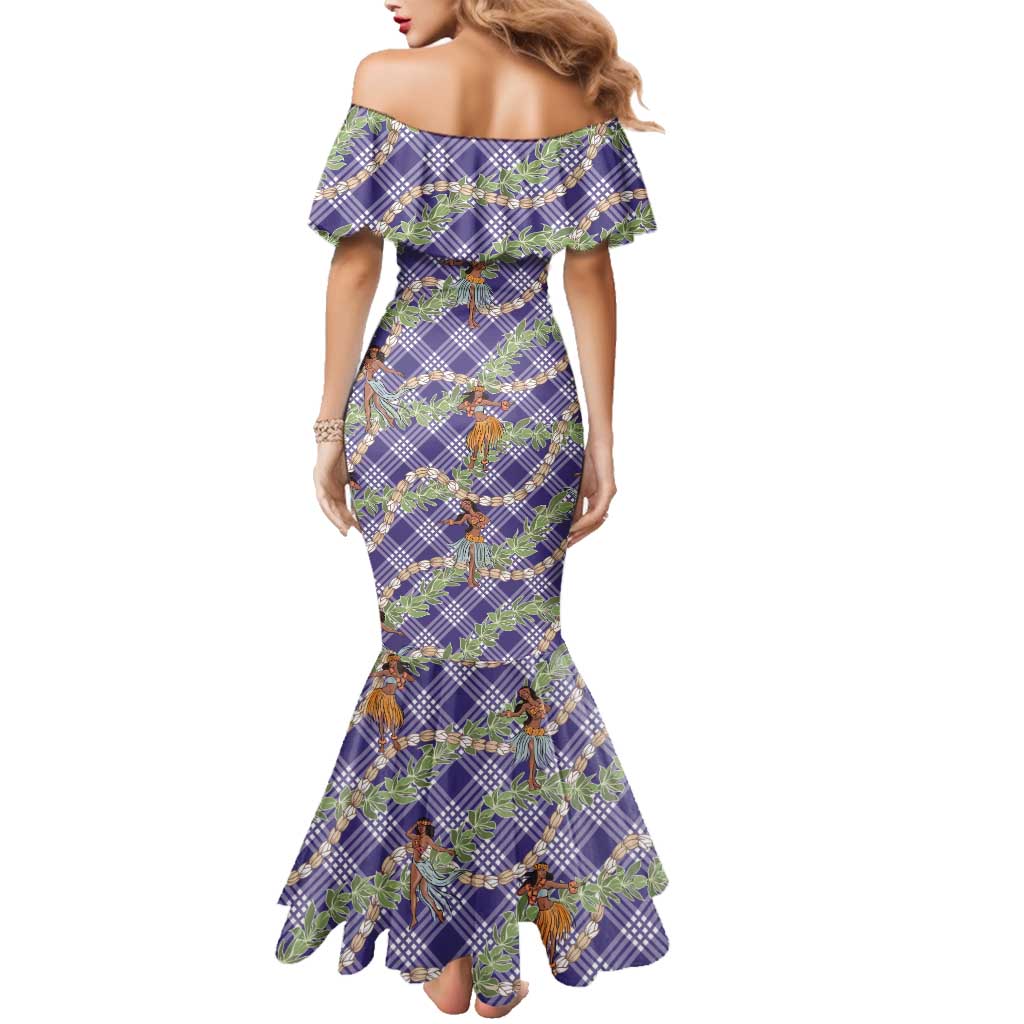 Lavender Palaka Hula Girls Seamless Hawaii Aloha Family Matching Mermaid Dress and Hawaiian Shirt LT7 - Polynesian Pride