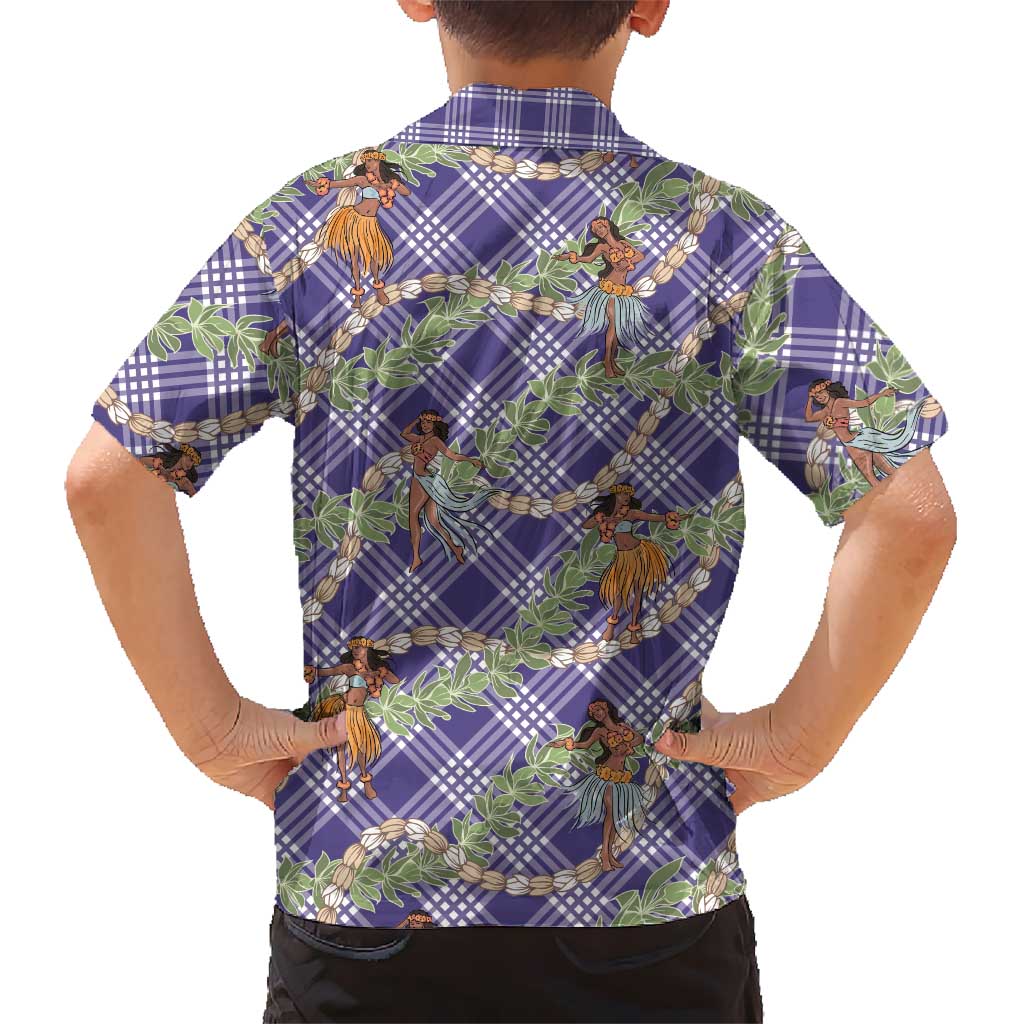 Lavender Palaka Hula Girls Seamless Hawaii Aloha Family Matching Puletasi and Hawaiian Shirt LT7 - Polynesian Pride